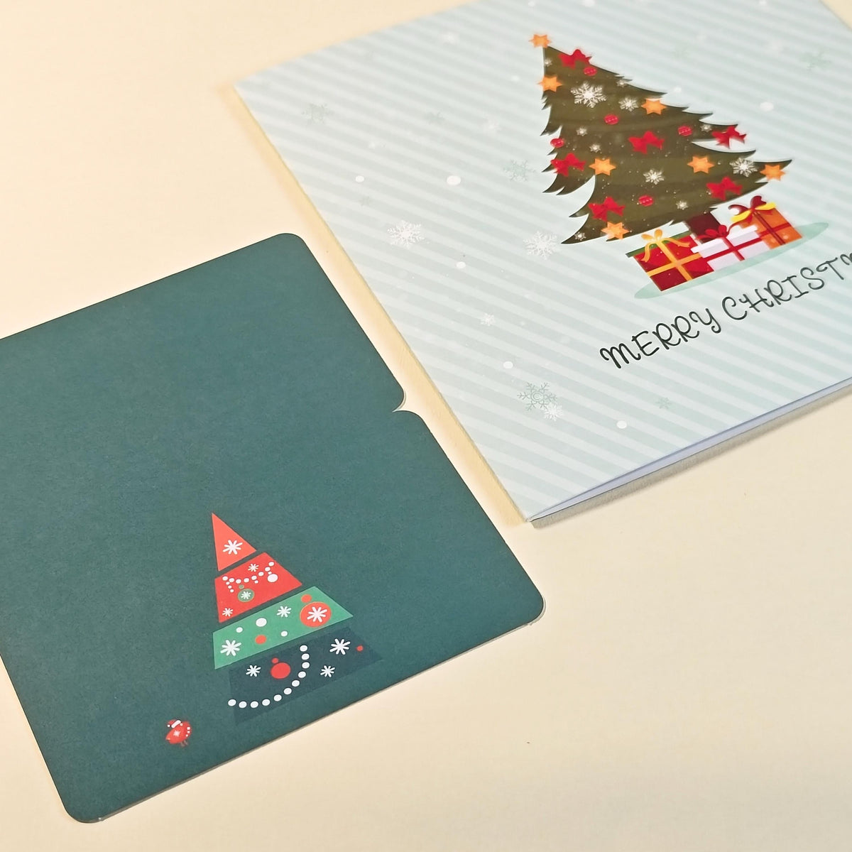 Pop Up Christmas Card, 3D Festive Tree with Presents, Holiday Greeting Surprise: Foldable, Wrapped Gifts, Star, Winter Patterns