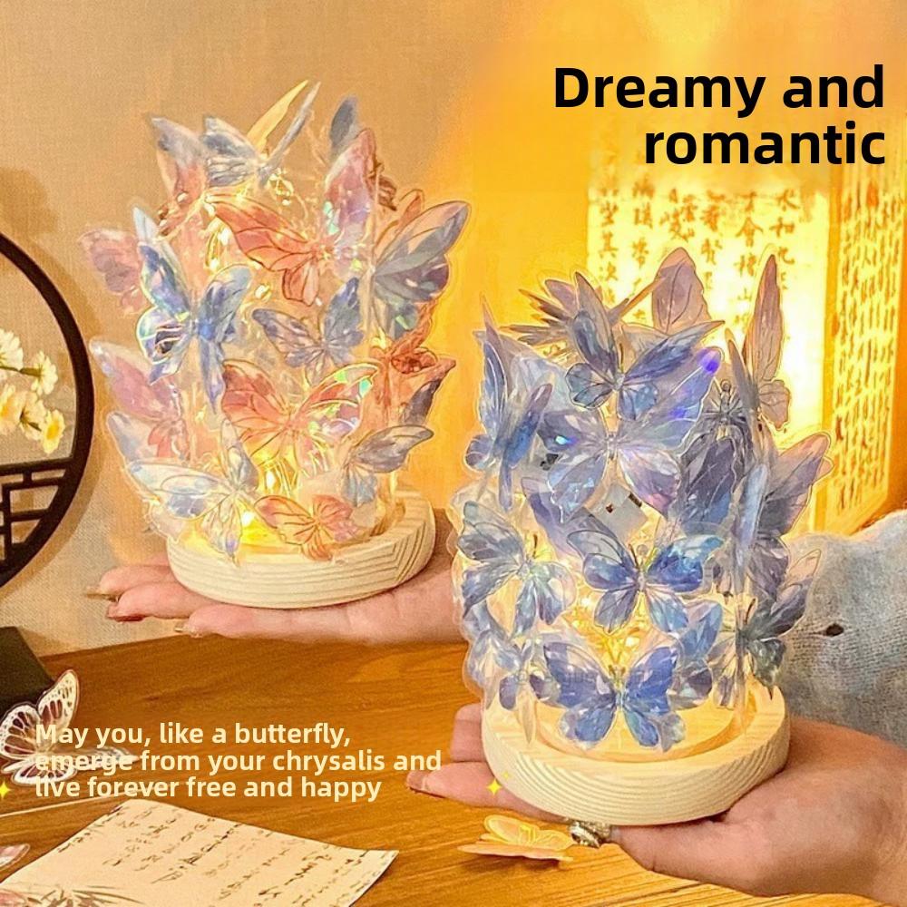 DIY Colorful Butterfly Night Light Hand‑Assembled Acrylic Tabletop Home Lamp Ornament