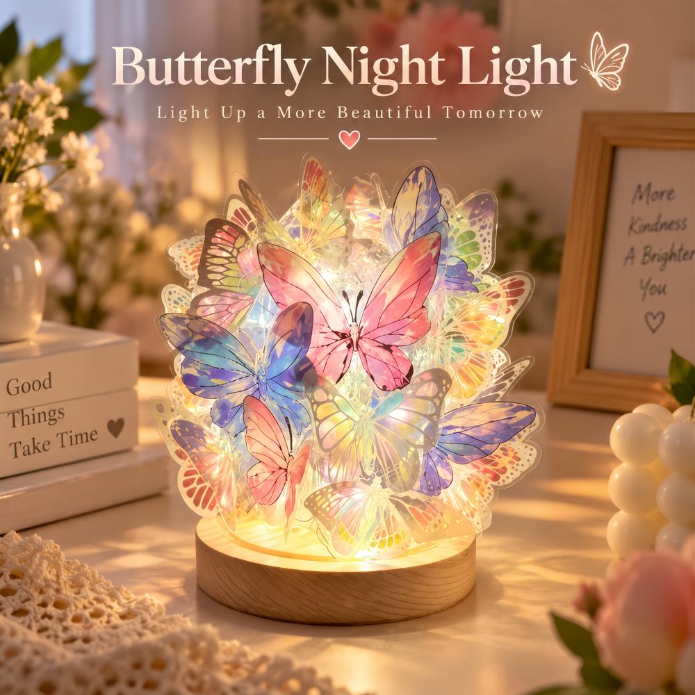 DIY Colorful Butterfly Night Light Hand‑Assembled Acrylic Tabletop Home Lamp Ornament