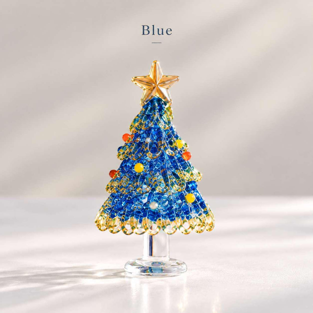 Handmade Glass Christmas Tree Figurine Gift for Holiday Decor Desktop Table Ornament