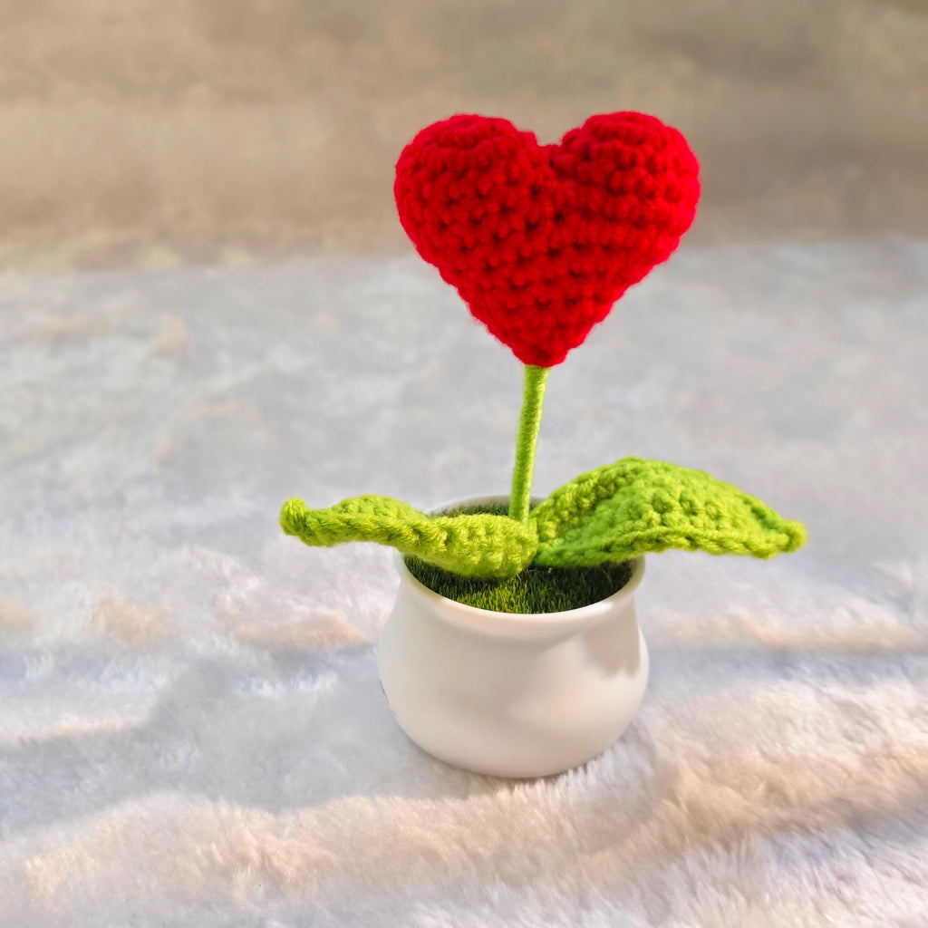 Handmade Crochet Potted Flowers, Tulips, Carnation, Heart, Christmas Tree Home Decor