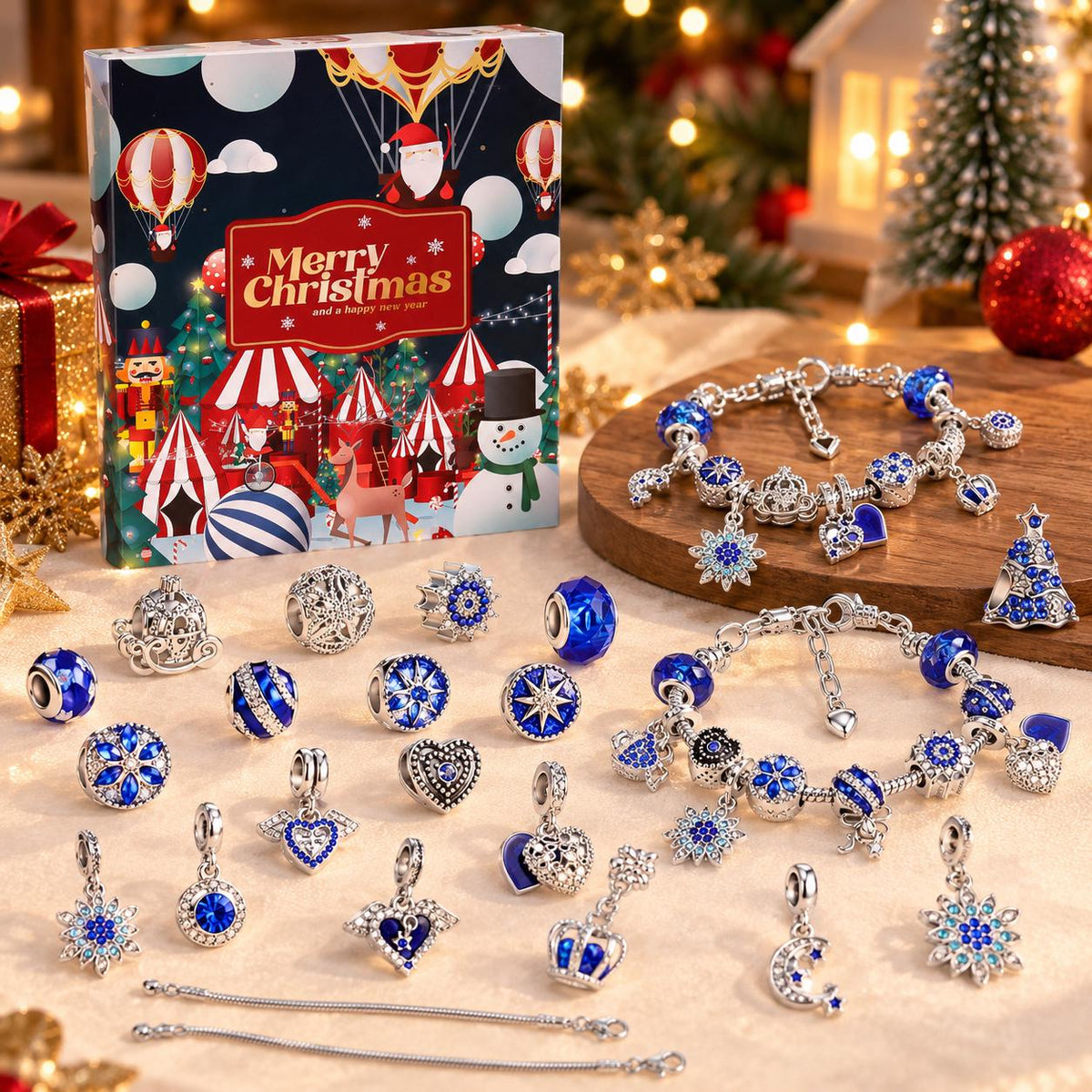 24 Day Christmas Charm Bracelet Advent Calendar DIY Jewelry Gift for Girls Women