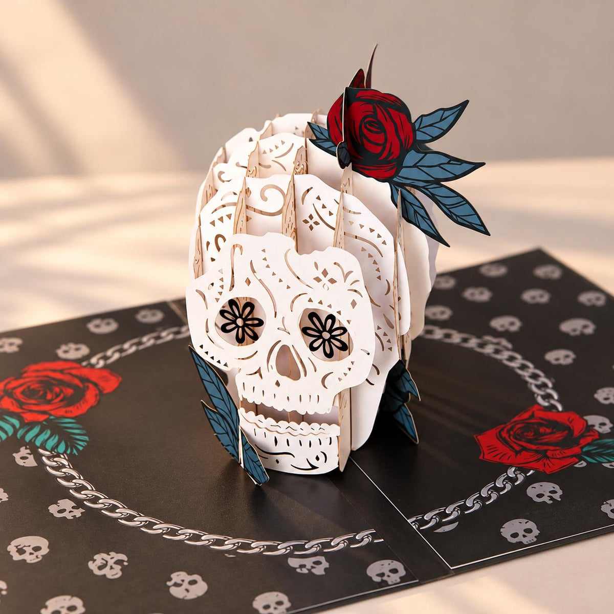 3D Pop-Up Halloween Card, Spooky Skull Pumpkin Scene (Digital Download)