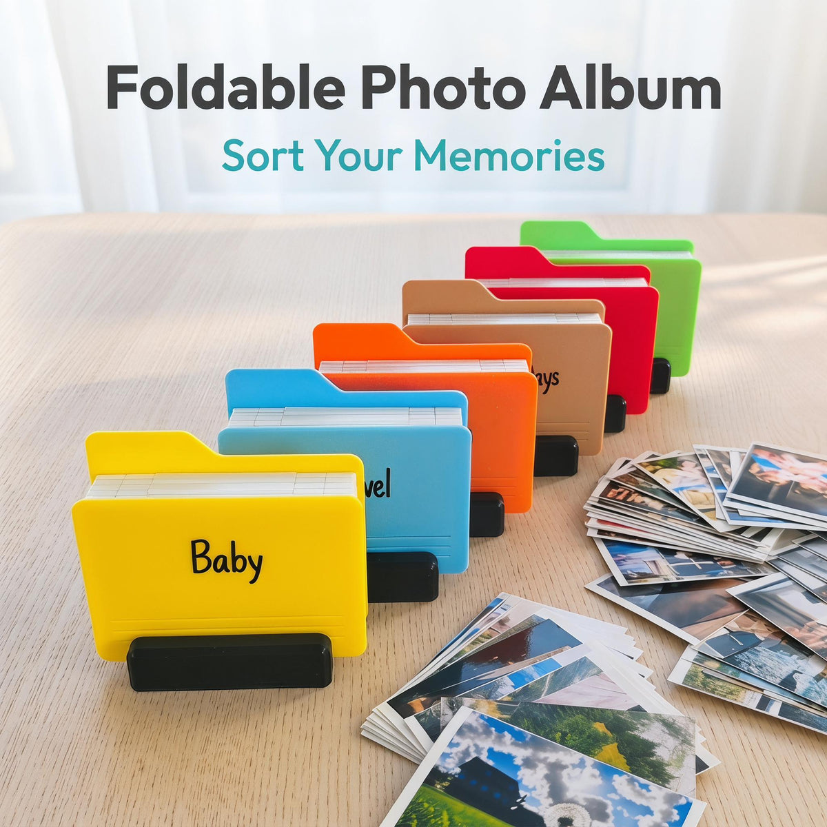 Mini Folder Style Folding Photo Album, Personalized Memory Book, Desk Photo Display