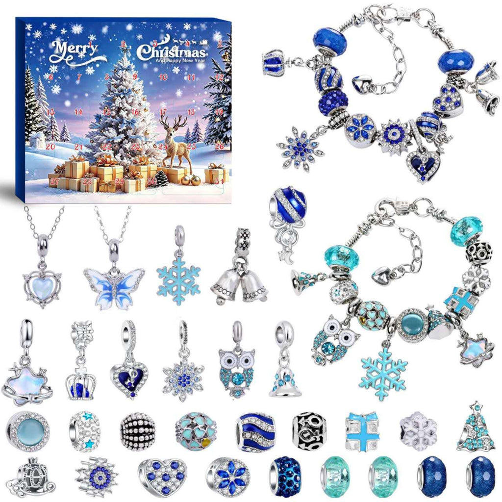 Christmas Charm Bracelet Making Kit, DIY Jewellery Advent Countdown Calendar with Beads and Pendants