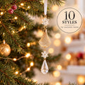 Crystal Look Christmas Ornaments, Acrylic Snowflakes, Icicles and Gold Hanging Decorations for Festive Trees