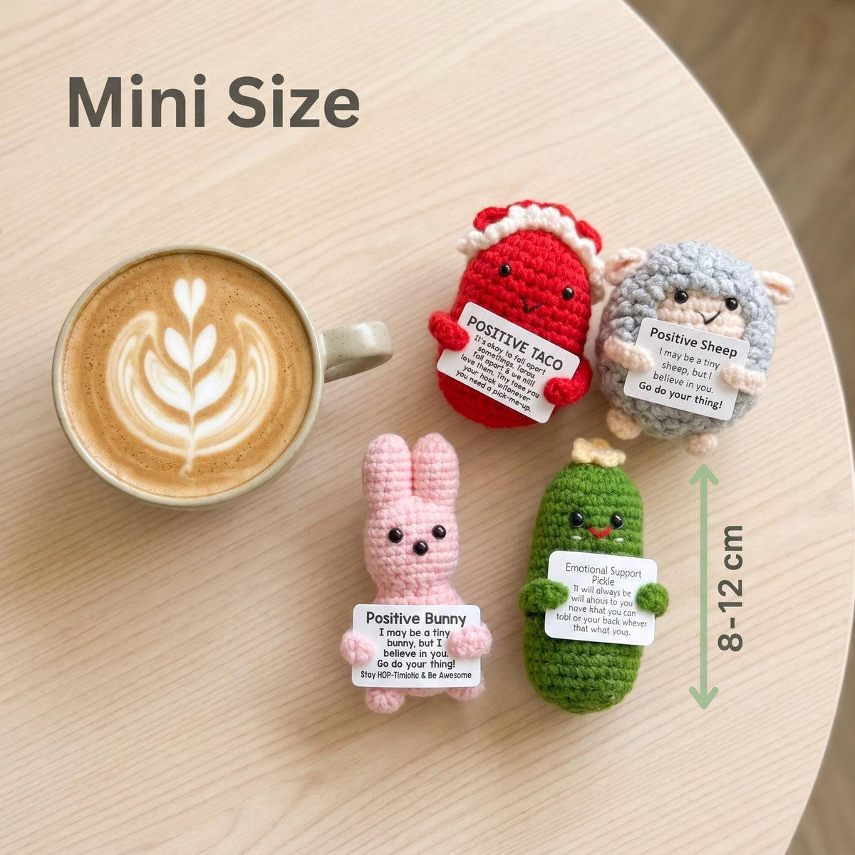 Crochet Positive Bunny Plush, Emotional Support Pocket Friend, Knitted Desk Buddy Gift