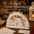 3D Christmas Village Pop Up Card, Winter Wonderland Paper Art Keepsake, Envelope & Message Card