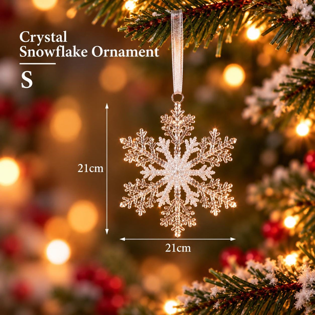 Crystal Christmas Ornaments, Snowflake & Icicle Hanging Decorations, Suncatcher, Holiday Home Decor, Xmas Gift