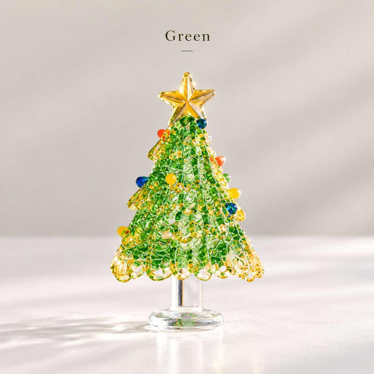 Handmade Glass Christmas Tree Figurine Gift for Holiday Decor Desktop Table Ornament