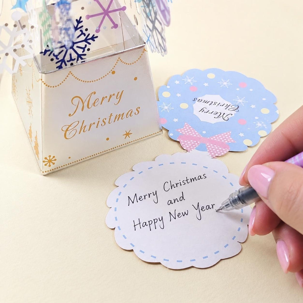 Translucent 3D Christmas Tree Card, Layered Snowflake Paper Decoration with Message Note