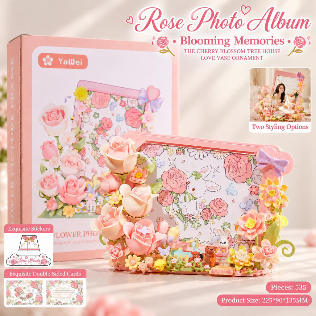 DIY Floral Building Block Photo Frame Kit, 3D Flower Bouquet Craft Project