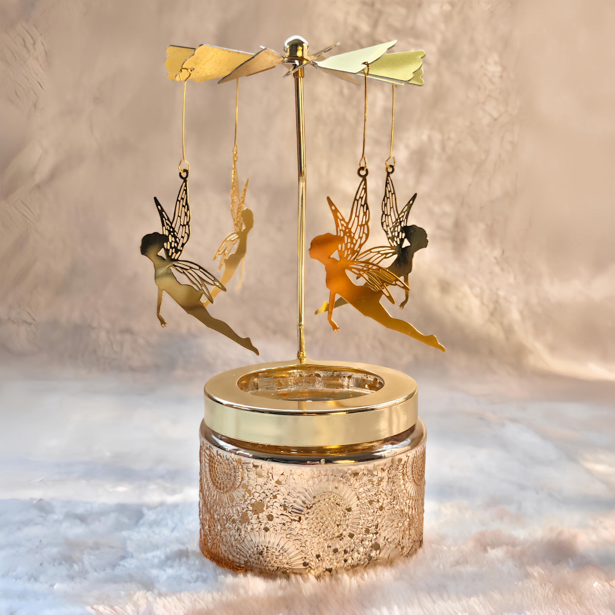 Golden Fairy Candle Carousel, Spinning Tea Light Holder, Romantic Home Decor, Fairy