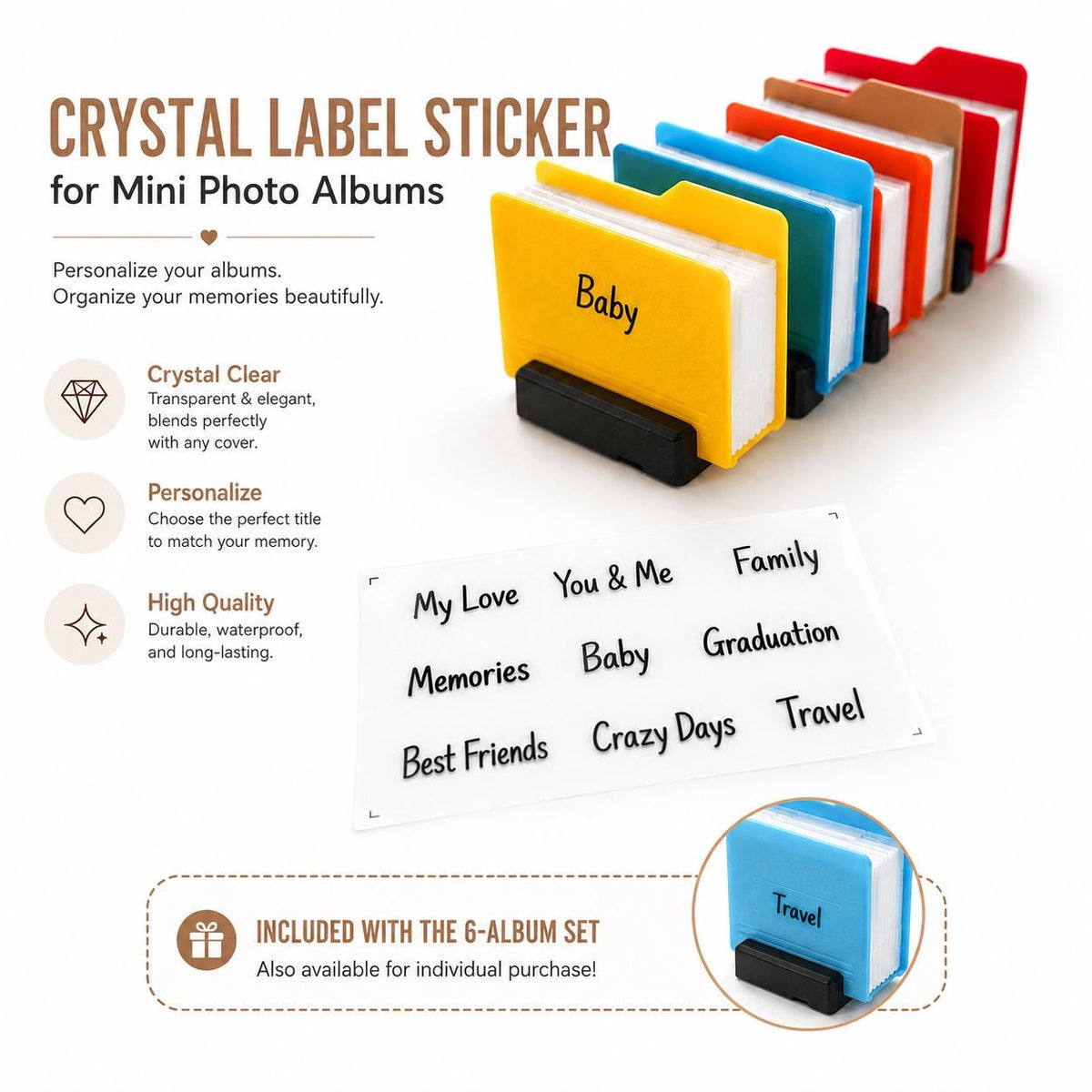 Mini Folder Style Folding Photo Album, Personalized Memory Book, Desk Photo Display