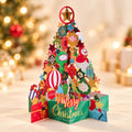 3D Christmas Tree Pop Up Card, Colourful Ornament Display, Festive Paper Greeting