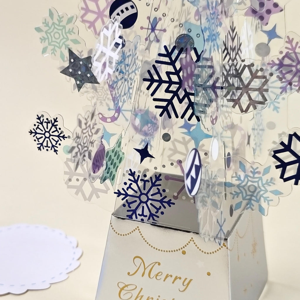 Translucent 3D Christmas Tree Card, Layered Snowflake Paper Decoration with Message Note