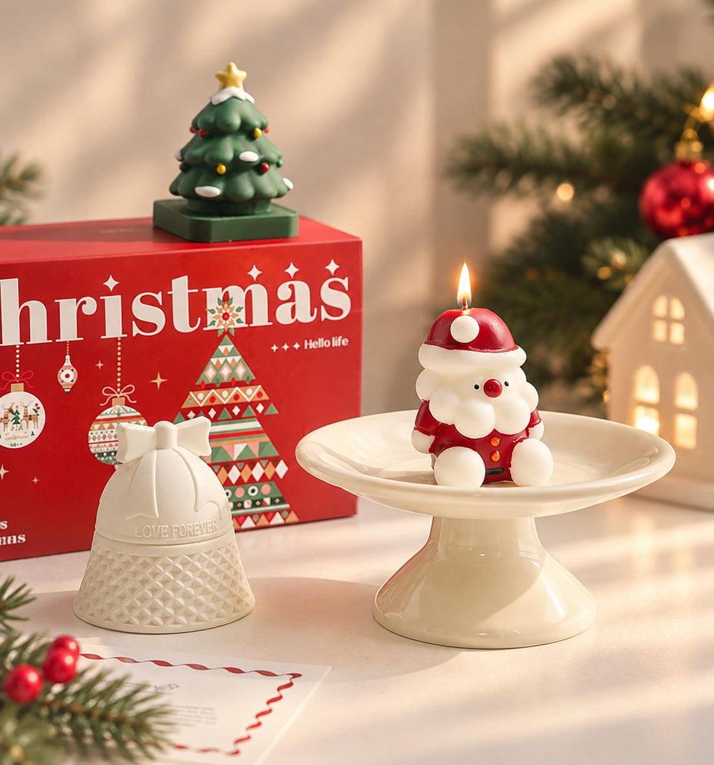 Christmas Scented Candle Set, Santa, Tree, Bell (Gift Box)