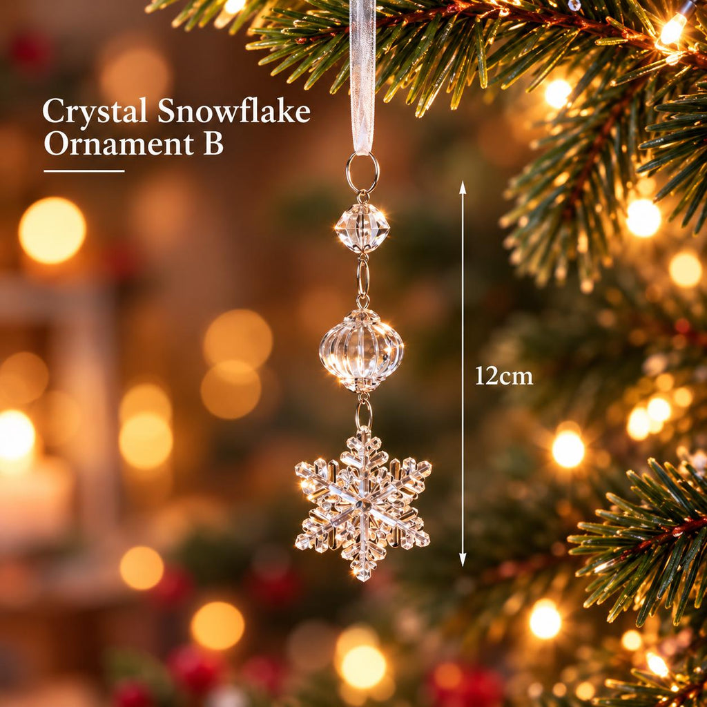 Crystal Christmas Ornaments, Snowflake & Icicle Hanging Decorations, Suncatcher, Holiday Home Decor, Xmas Gift