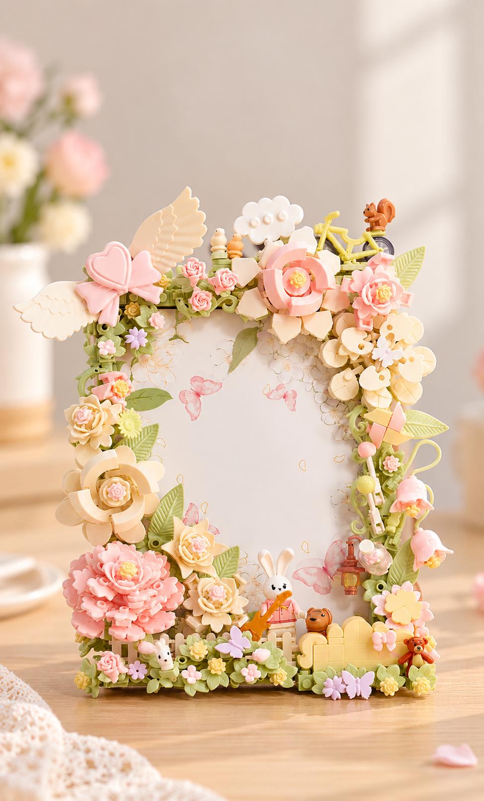 DIY Floral Building Block Photo Frame Kit, 3D Flower Bouquet Craft Project