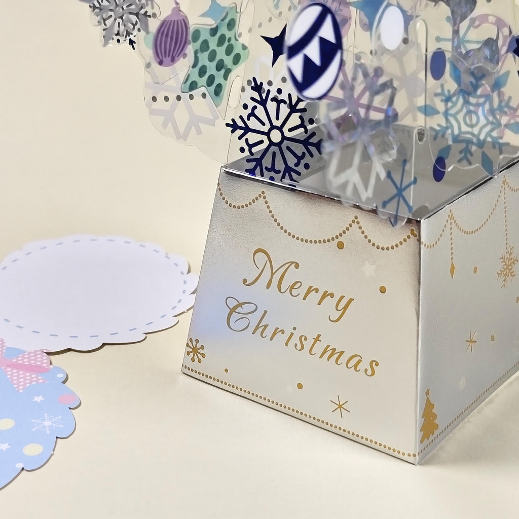 Translucent 3D Christmas Tree Card, Layered Snowflake Paper Decoration with Message Note