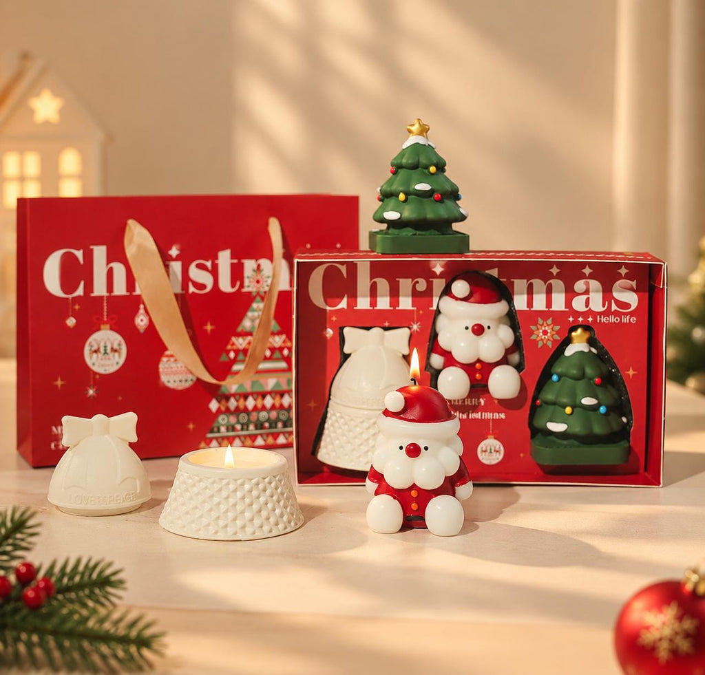 Christmas Scented Candle Set, Santa, Tree, Bell (Gift Box)