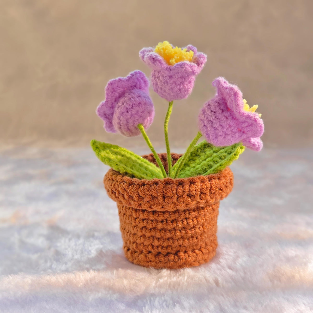 Handmade Crochet Potted Flower Knitted Flower Pot Cotton Yarn Home Decor
