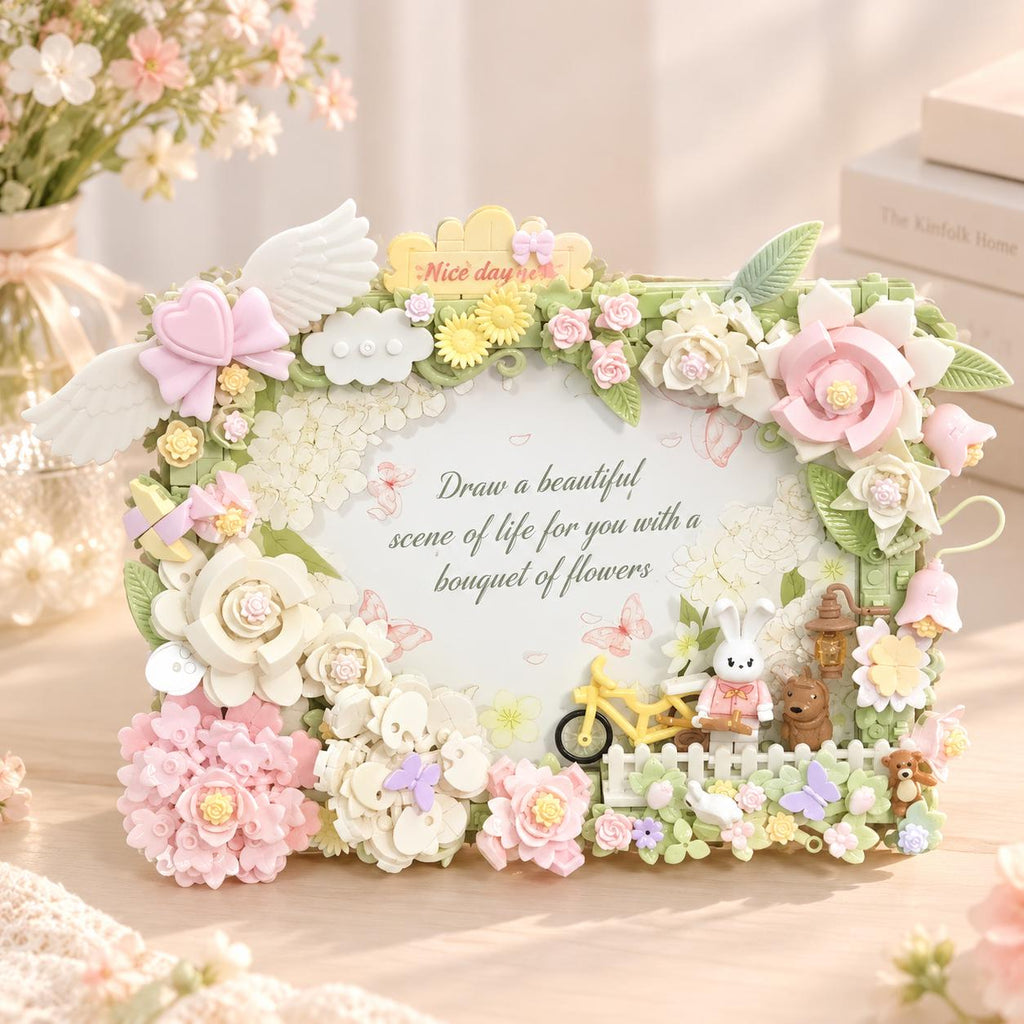 DIY Floral Building Block Photo Frame Kit, 3D Flower Bouquet Craft Project