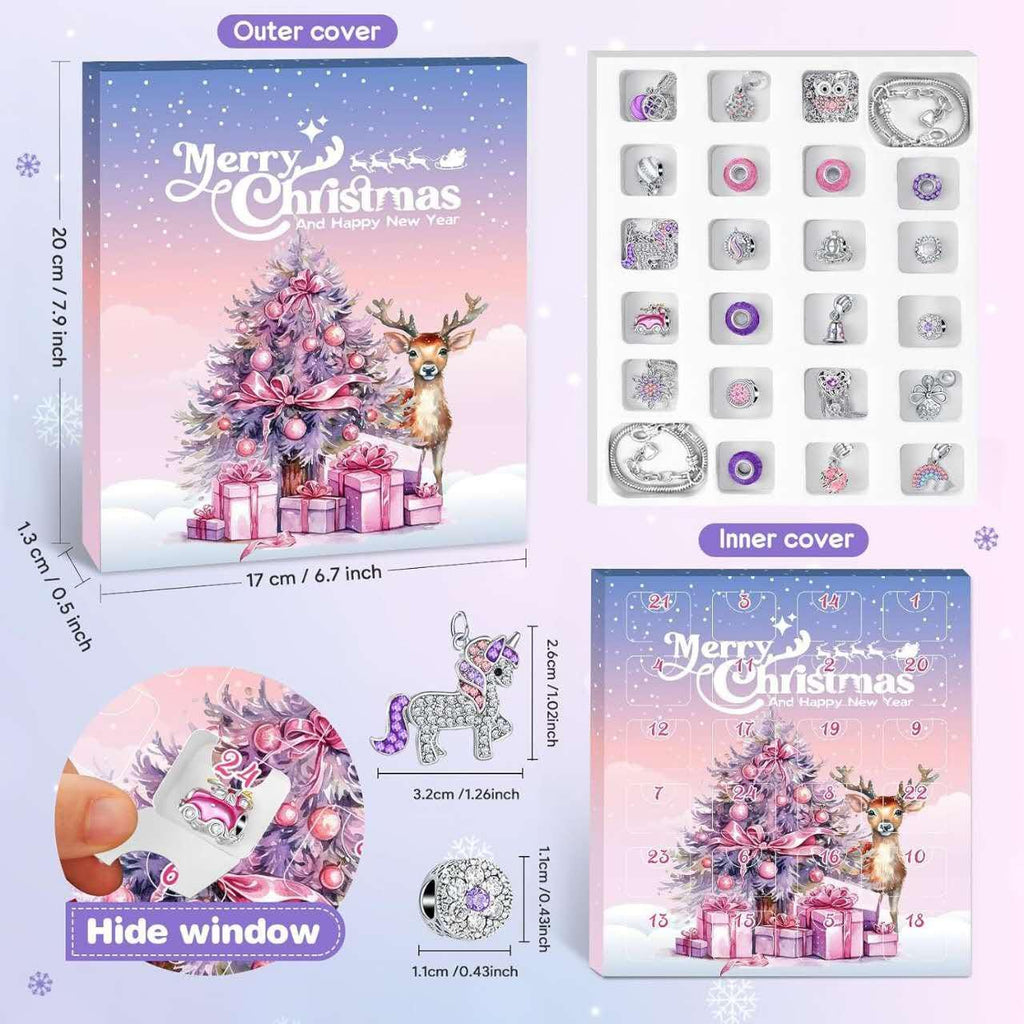 Christmas Charm Bracelet Making Kit, DIY Jewellery Advent Countdown Calendar with Beads and Pendants