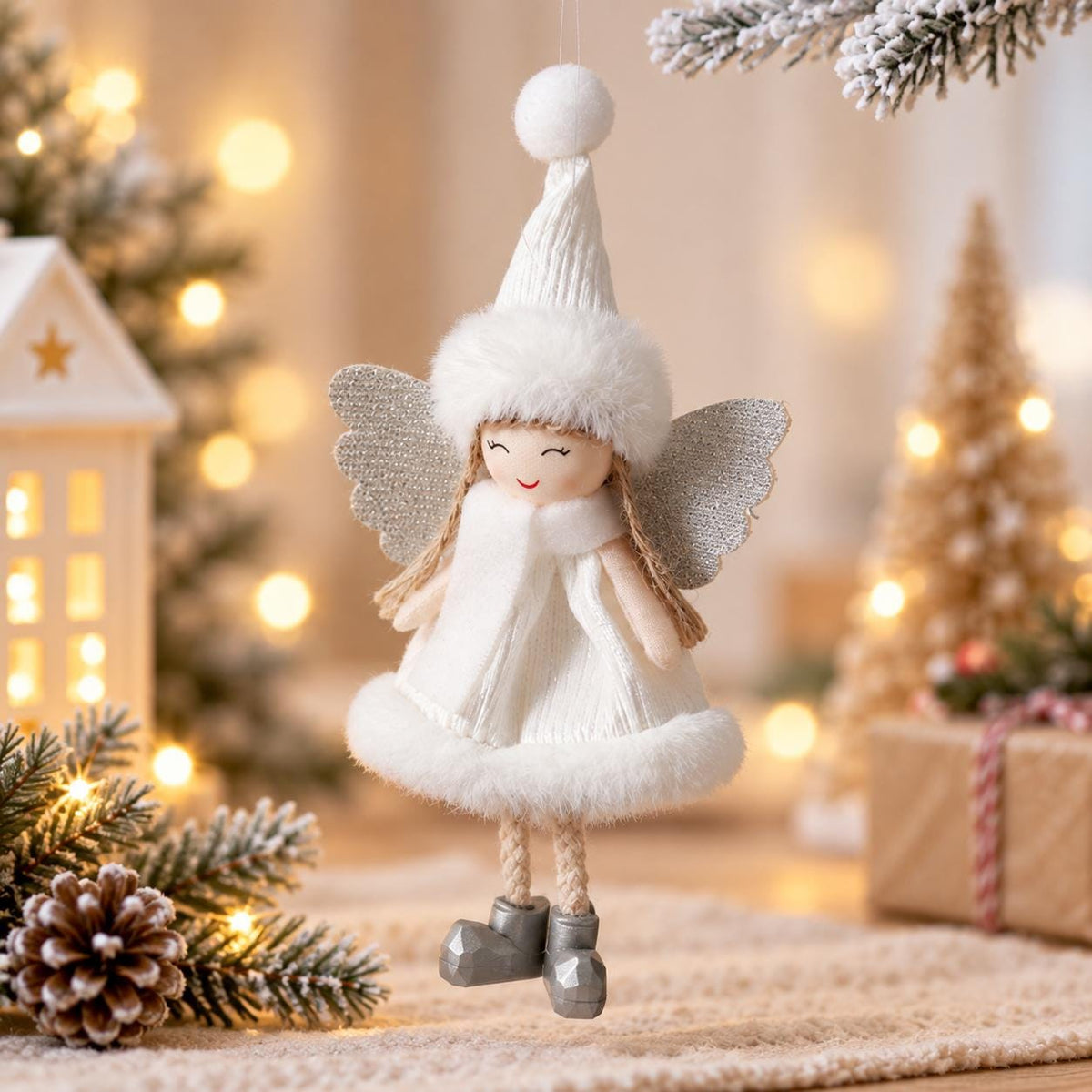 Soft plush angel girl hanging ornament fabric doll for christmas tree seasonal home decor