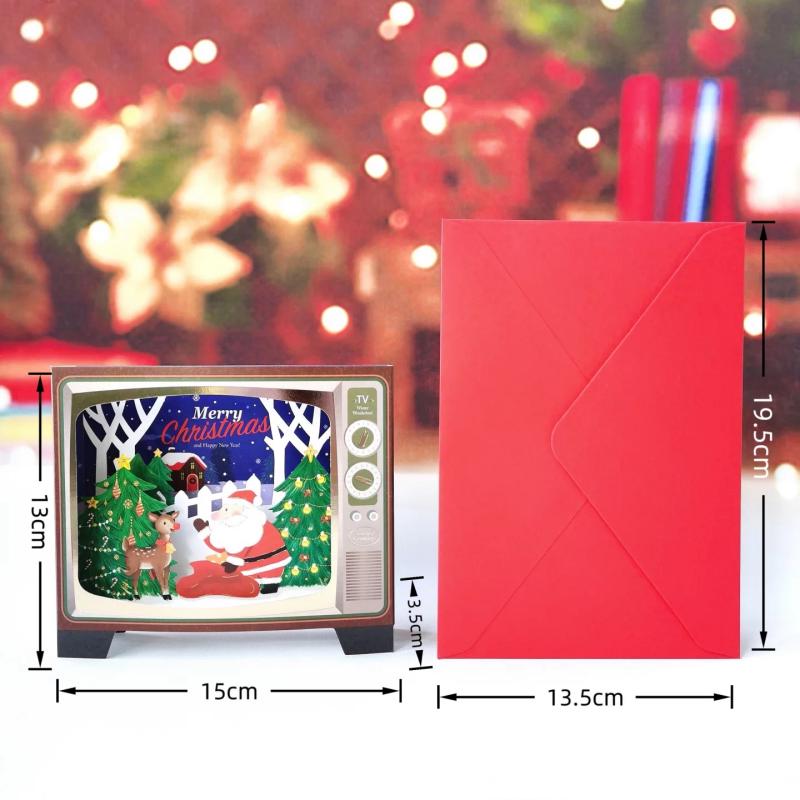 Christmas 3D Pop‑up Paper House Card Hollow Paper Craft Holiday Greeting Note