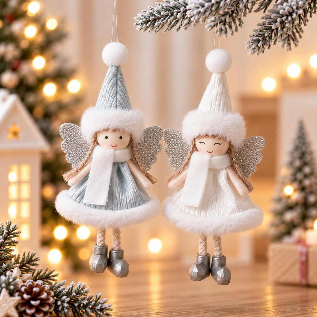 Soft plush angel girl hanging ornament fabric doll for christmas tree seasonal home decor
