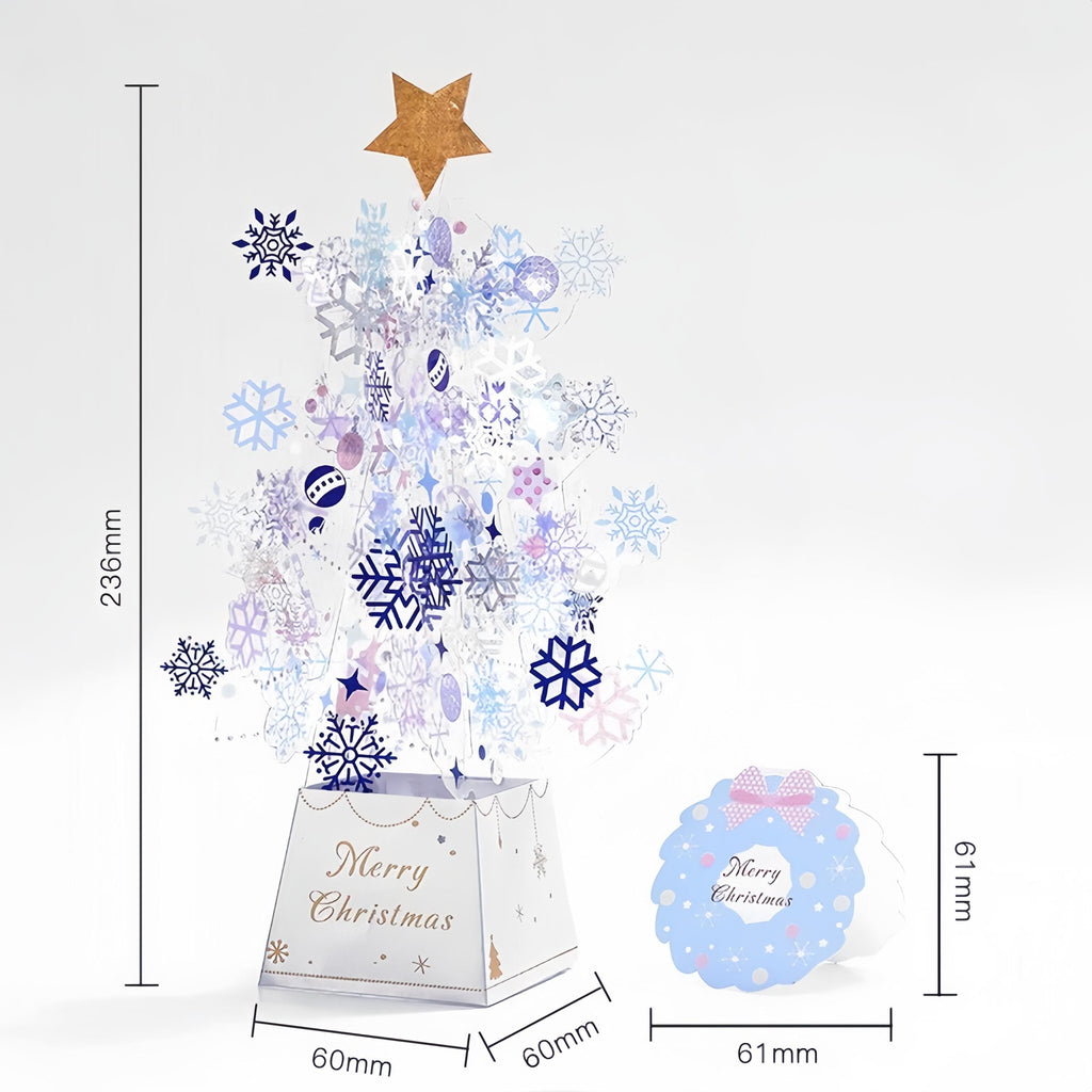 Translucent 3D Christmas Tree Card, Layered Snowflake Paper Decoration with Message Note