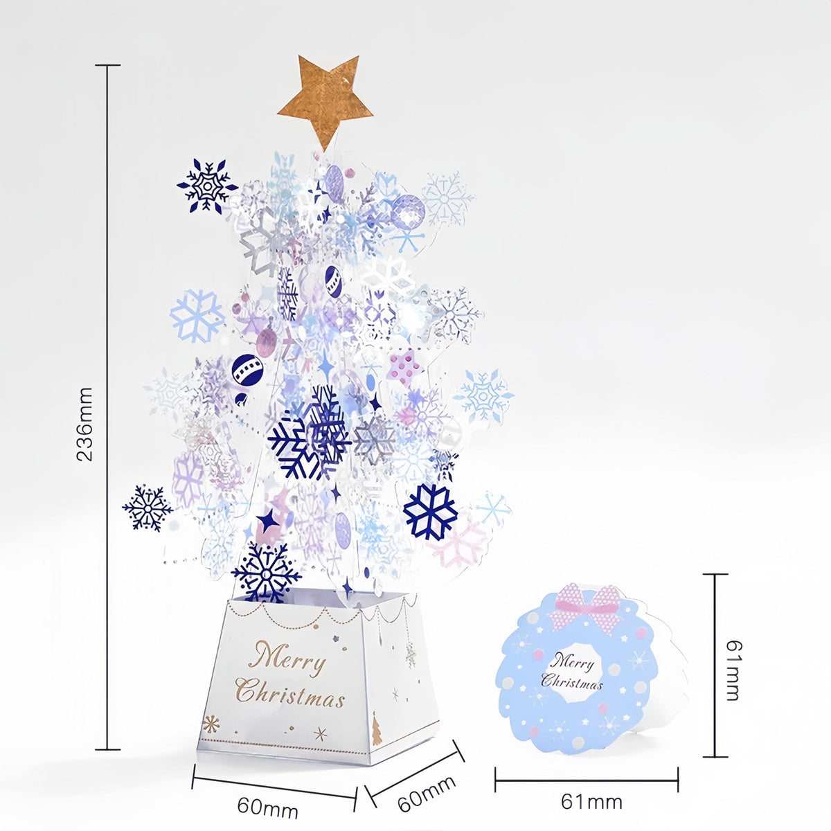 Translucent 3D Christmas Tree Card, Layered Snowflake Paper Decoration with Message Note