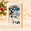 3D Christmas Card, Laser Cut Winter Wonderland, Snowy Village Keepsake with Message Insert
