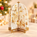 3D Christmas Village Pop Up Card, Gold Foil Snowflake Winter Wonderland Keepsake
