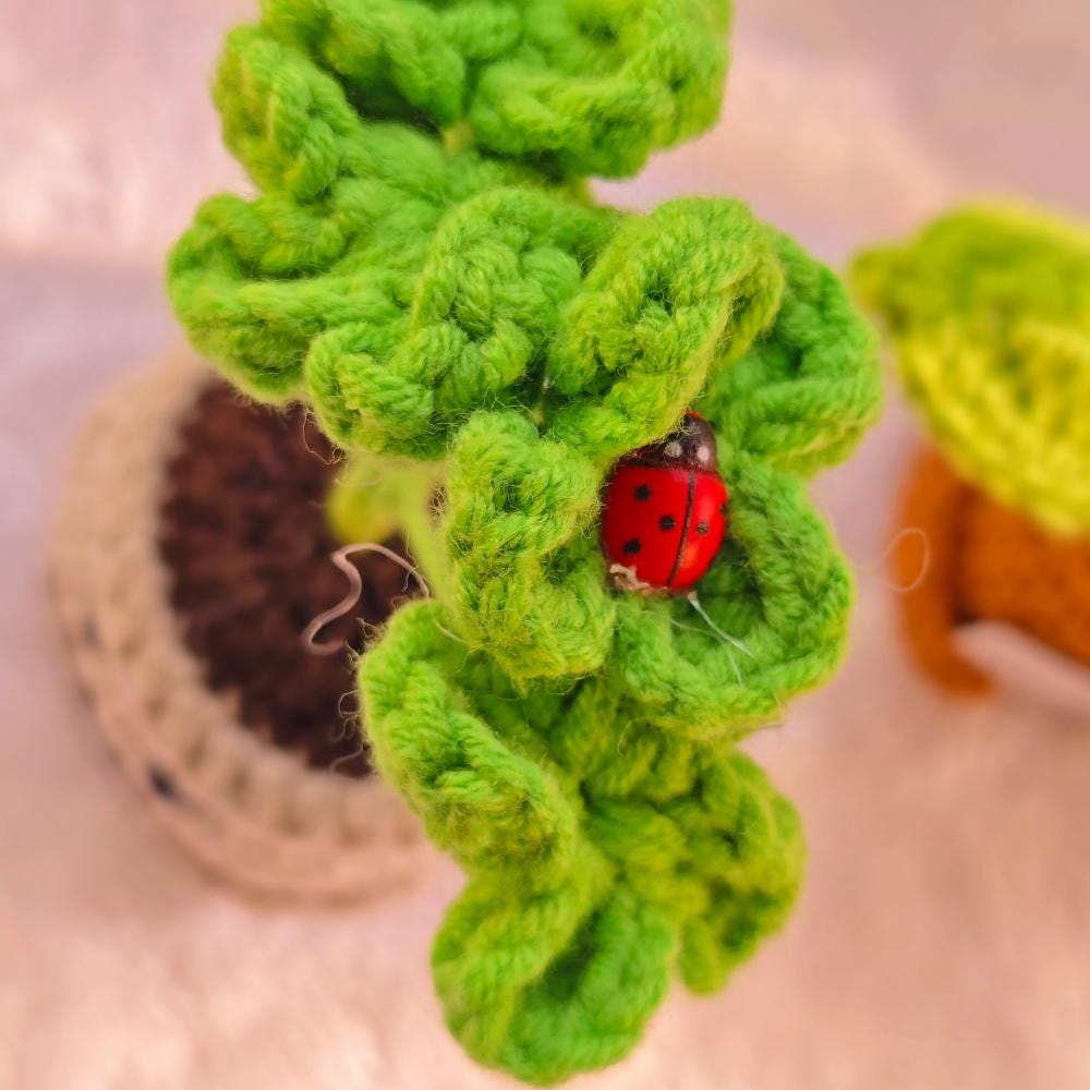 Handmade Crochet Emotional Support Plant: Knitted Flower with Encouraging Card (Desk Decor)