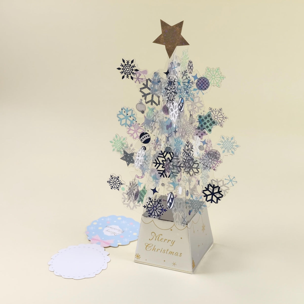 Translucent 3D Christmas Tree Card, Layered Snowflake Paper Decoration with Message Note