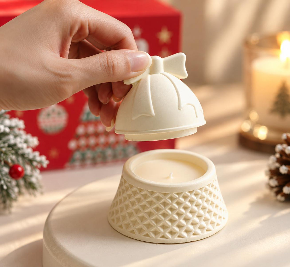 Christmas Scented Candle Set, Santa, Tree, Bell (Gift Box)