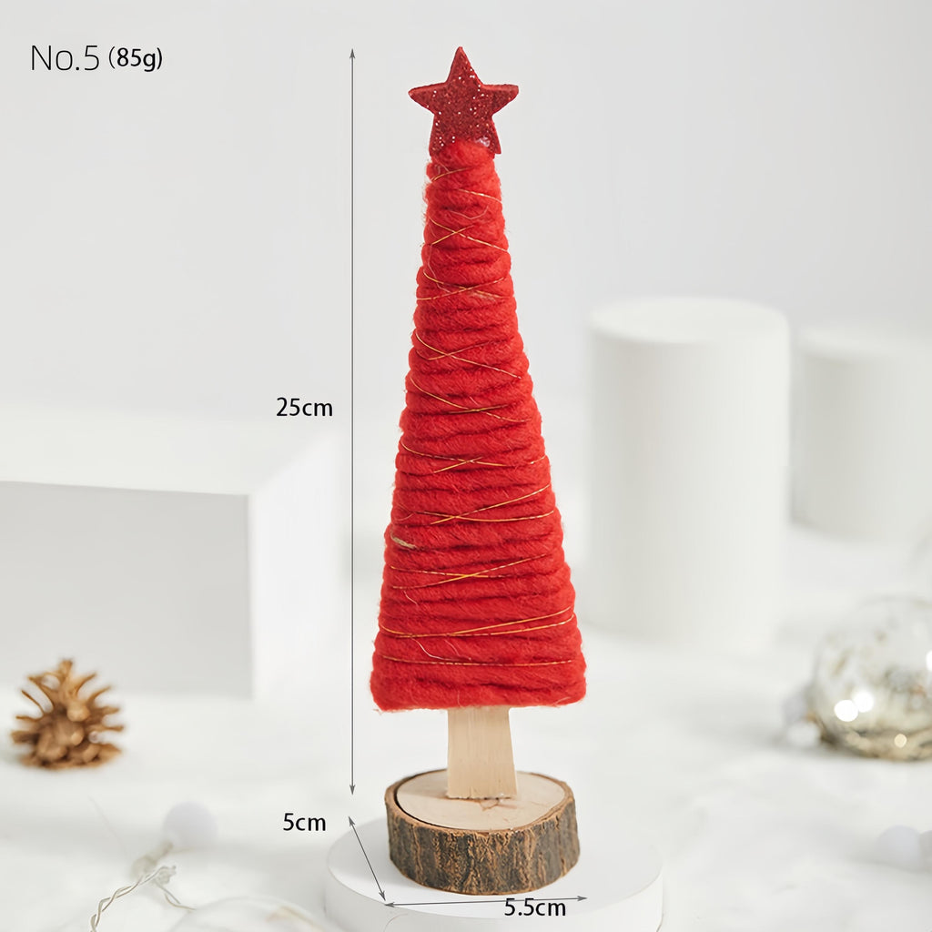 Nordic Christmas Wooden Wool Felt Figurine Reindeer Tree Desktop Home Table Ornament Decor