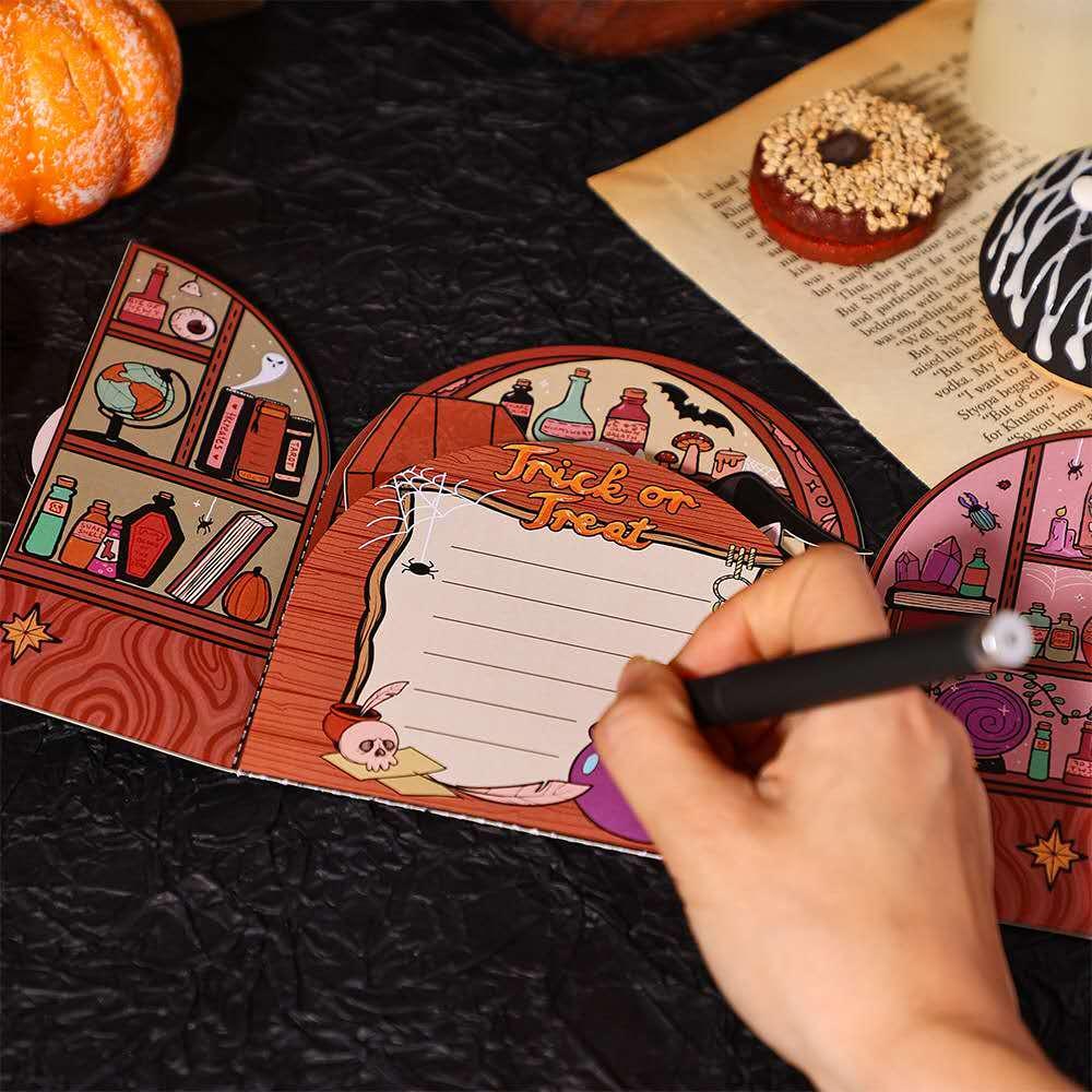 3D Pop-Up Halloween Card, Spooky Skull Pumpkin Scene (Digital Download)
