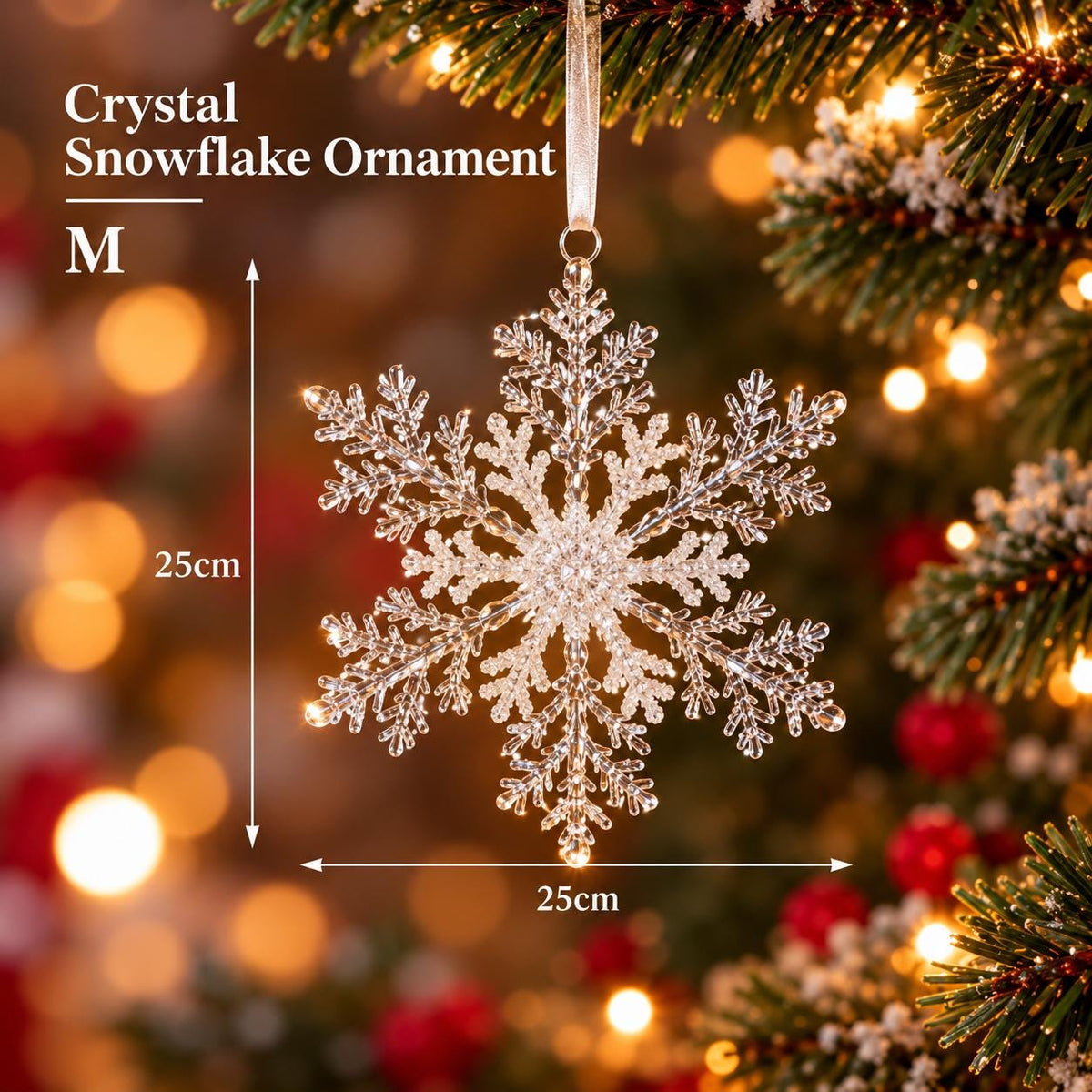 Crystal Christmas Ornaments, Snowflake & Icicle Hanging Decorations, Suncatcher, Holiday Home Decor, Xmas Gift