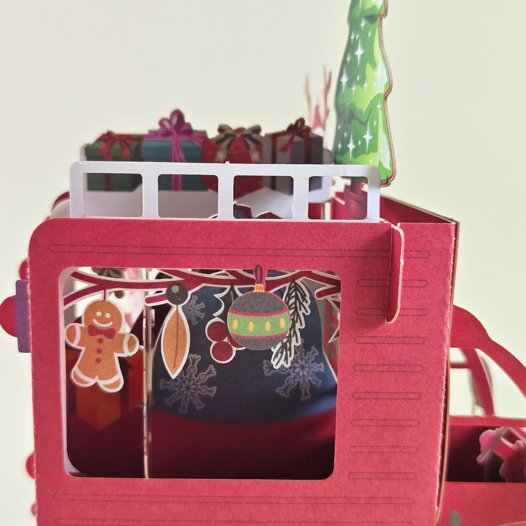 3D Christmas Truck Card with Santa, Reindeer, Snowman and Personal Message Board