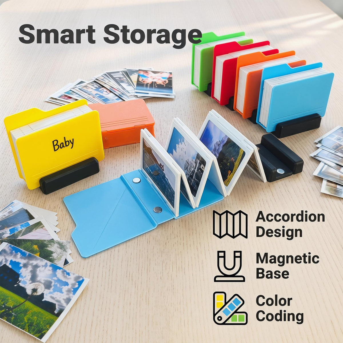 Mini Folder Style Folding Photo Album, Personalized Memory Book, Desk Photo Display
