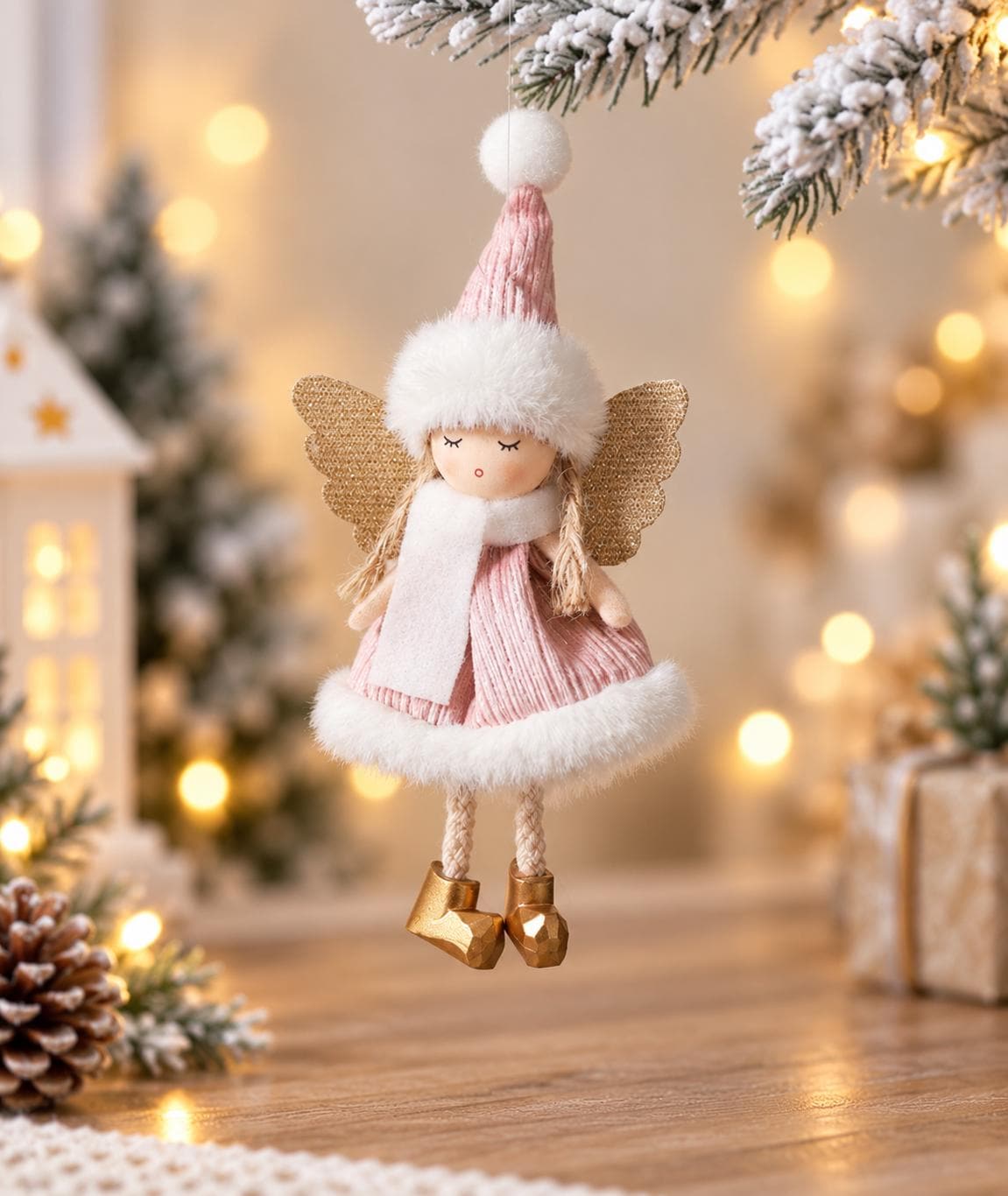 Soft plush angel girl hanging ornament fabric doll for christmas tree seasonal home decor