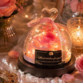 LED Preserved Rose Dome Glass Flower Eternal Bloom Romantic Home Decor Keepsake Light