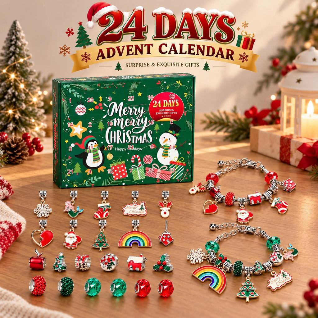 24 Day Christmas Charm Bracelet Advent Calendar DIY Jewelry Gift for Girls Women