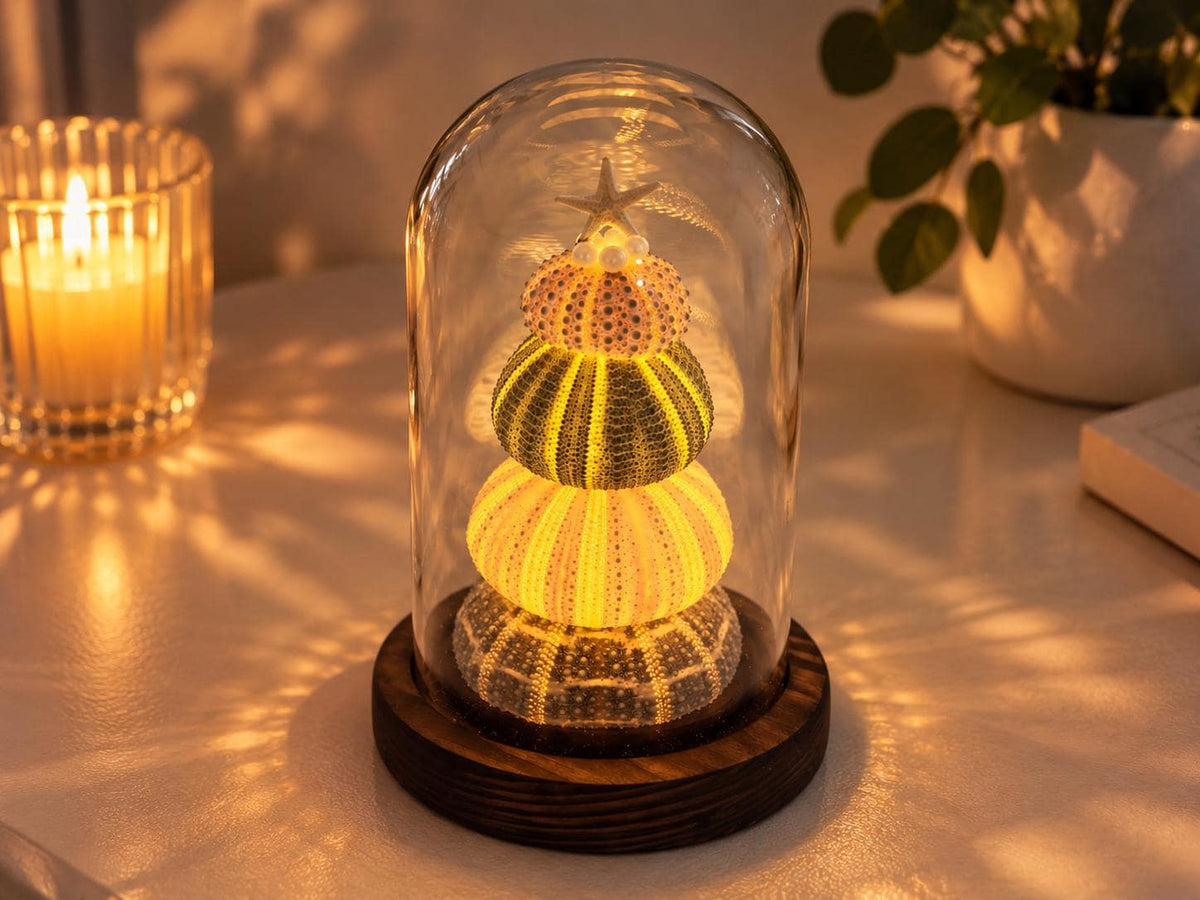 DIY Sea Urchin Lamp Kit Glass Dome Ocean Desk Night Light Gift