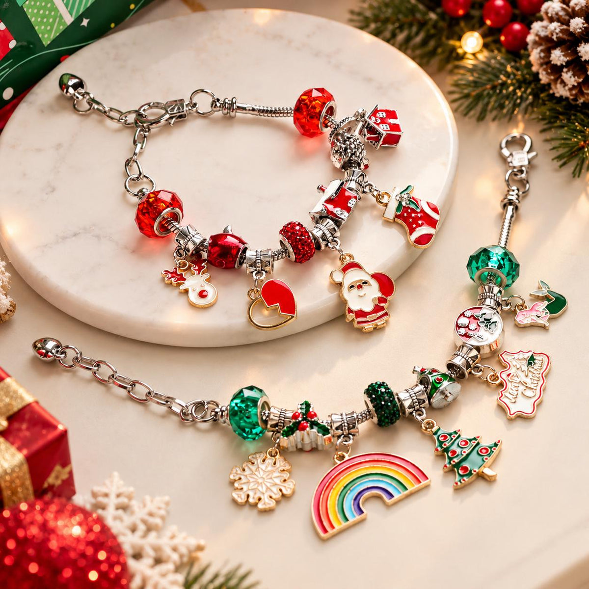 24 Day Christmas Charm Bracelet Advent Calendar DIY Jewelry Gift for Girls Women